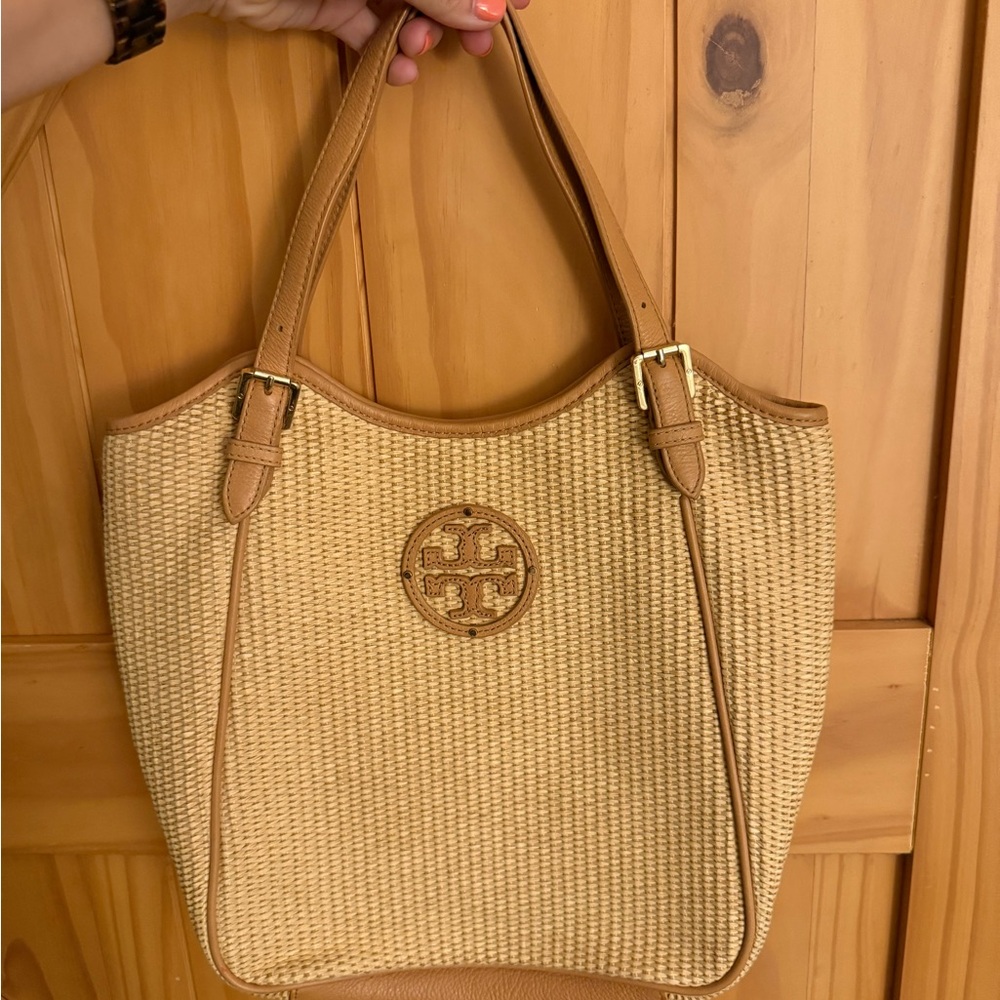 Tory Burch Tan Leather Tote with Gold Accents